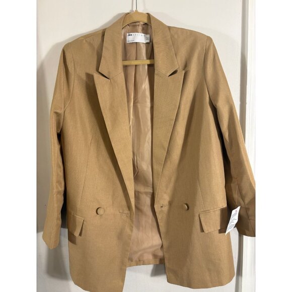 ASOS DESIGN Camel Double-Breasted Longline Blazer – Size 4 (NWOT) - Picture 3 of 8
